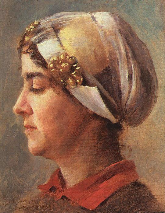 Woman in a White Cap, Theodore Robinson